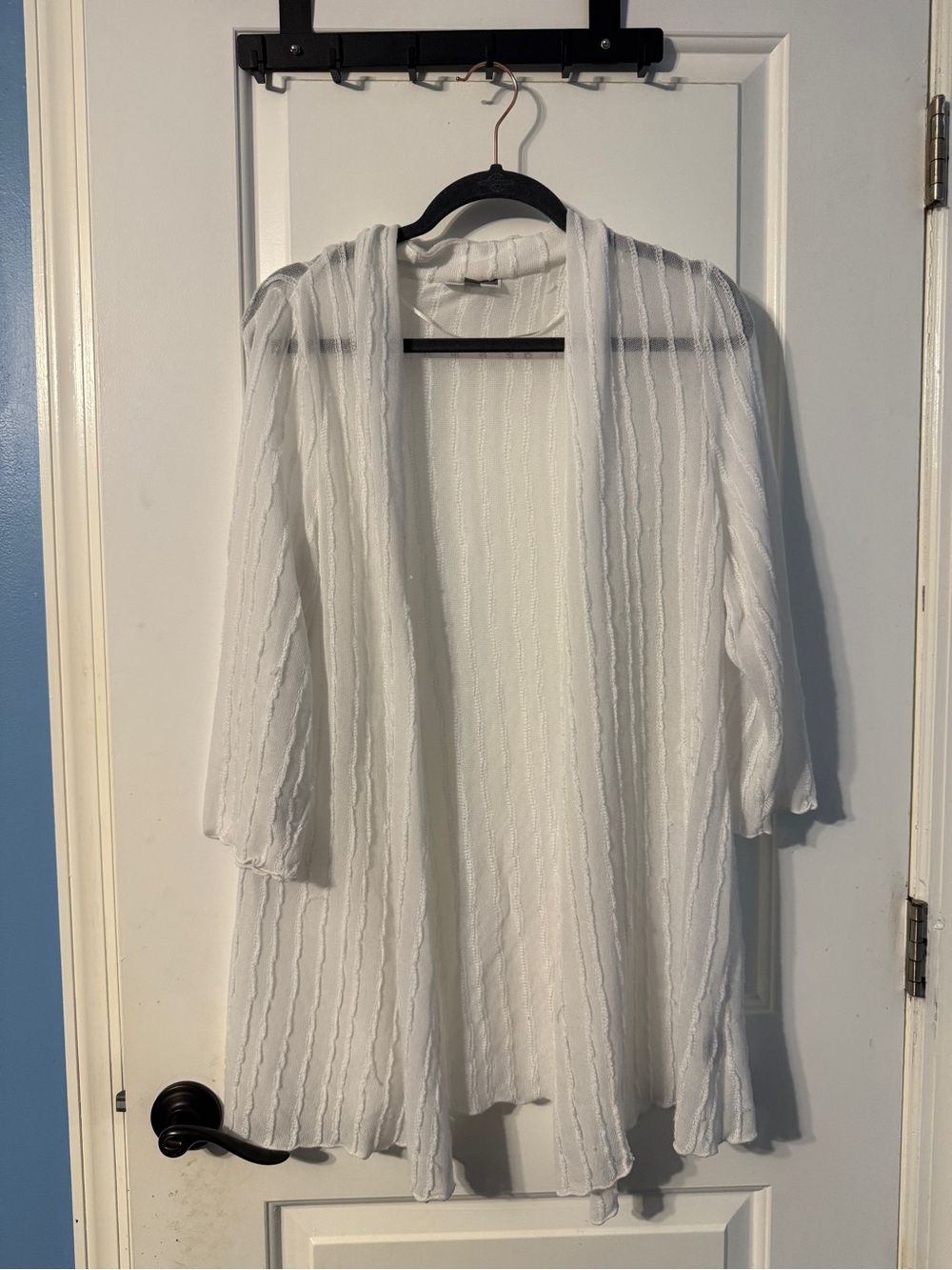 Sheer Lightweight White Open-Front Cardigan